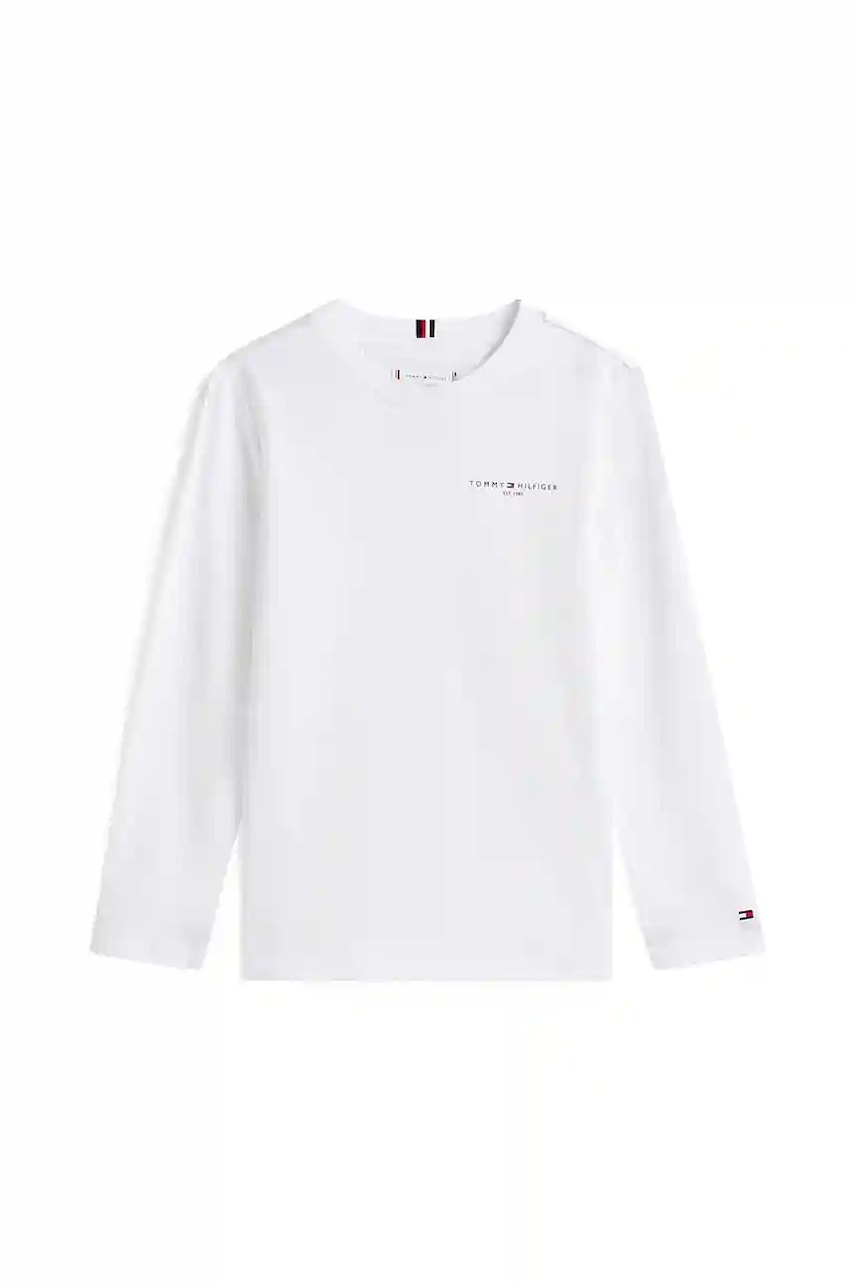 Хлопковый детский лонгслив Tommy Hilfiger цвет белый с принтом KS0KS00655 Хлопковый детский лонгслив Tommy Hilfiger цвет белый с принтом KS0KS00655