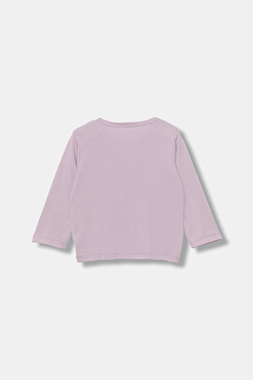 Хлопковый лонгслив для младенцев United Colors of Benetton цвет фиолетовый с принтом 3I9WA106M Хлопковый лонгслив для младенцев United Colors of Benetton цвет фиолетовый с принтом 3I9WA106M