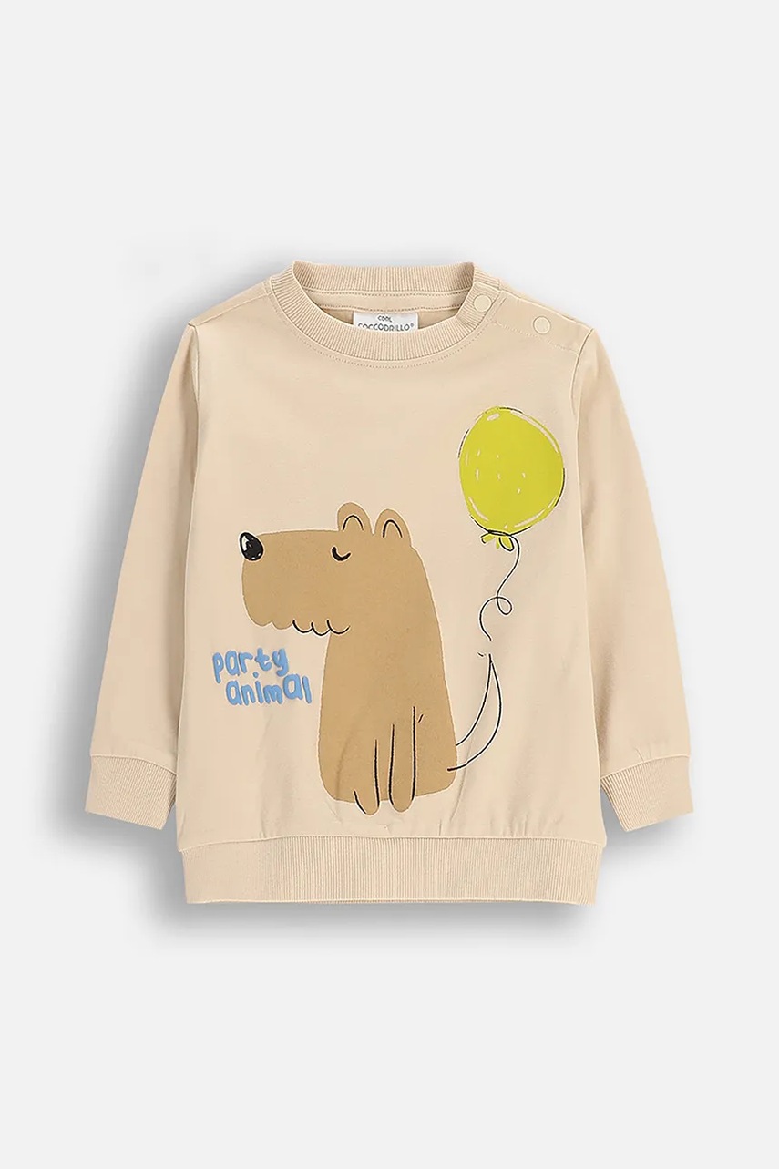 Levně Dětské bavlněné tričko Coccodrillo béžová barva, BUDDIES BOY NEWBORN
