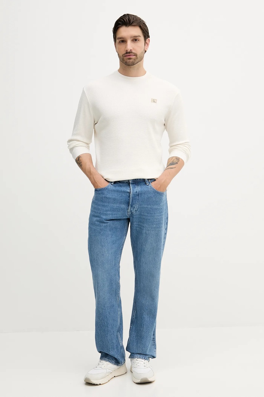 Лонгслив Calvin Klein Jeans цвет бежевый однотонная LV040EM217