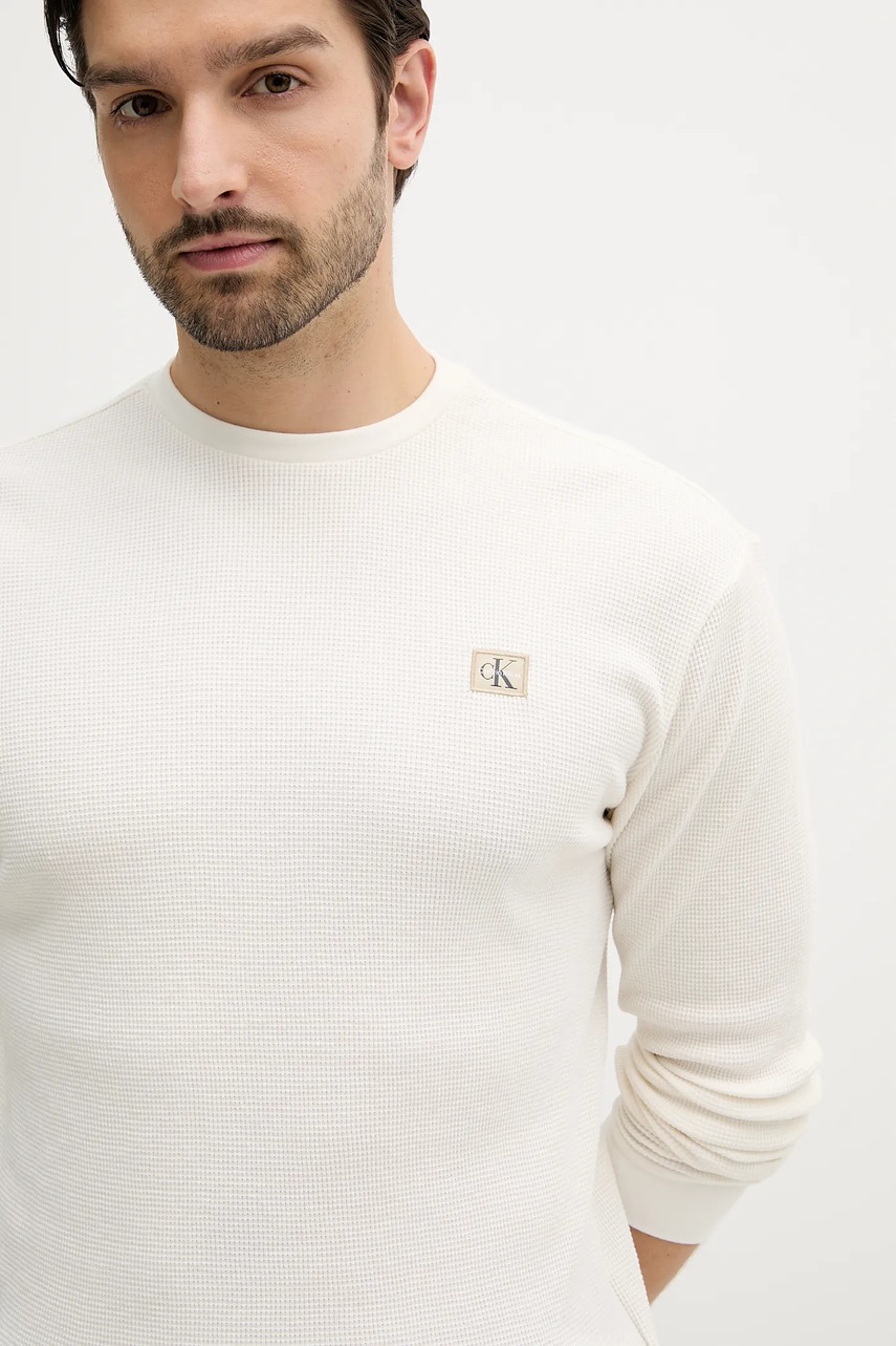 Μακρυμάνικο Calvin Klein Jeans χρώμα: μπεζ, LV040EM217 φωτογραφία