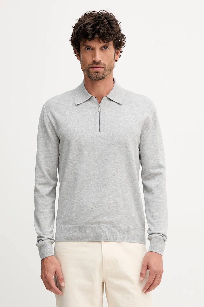 Levně Svetr United Colors of Benetton pánský, šedá barva, 110XU301L