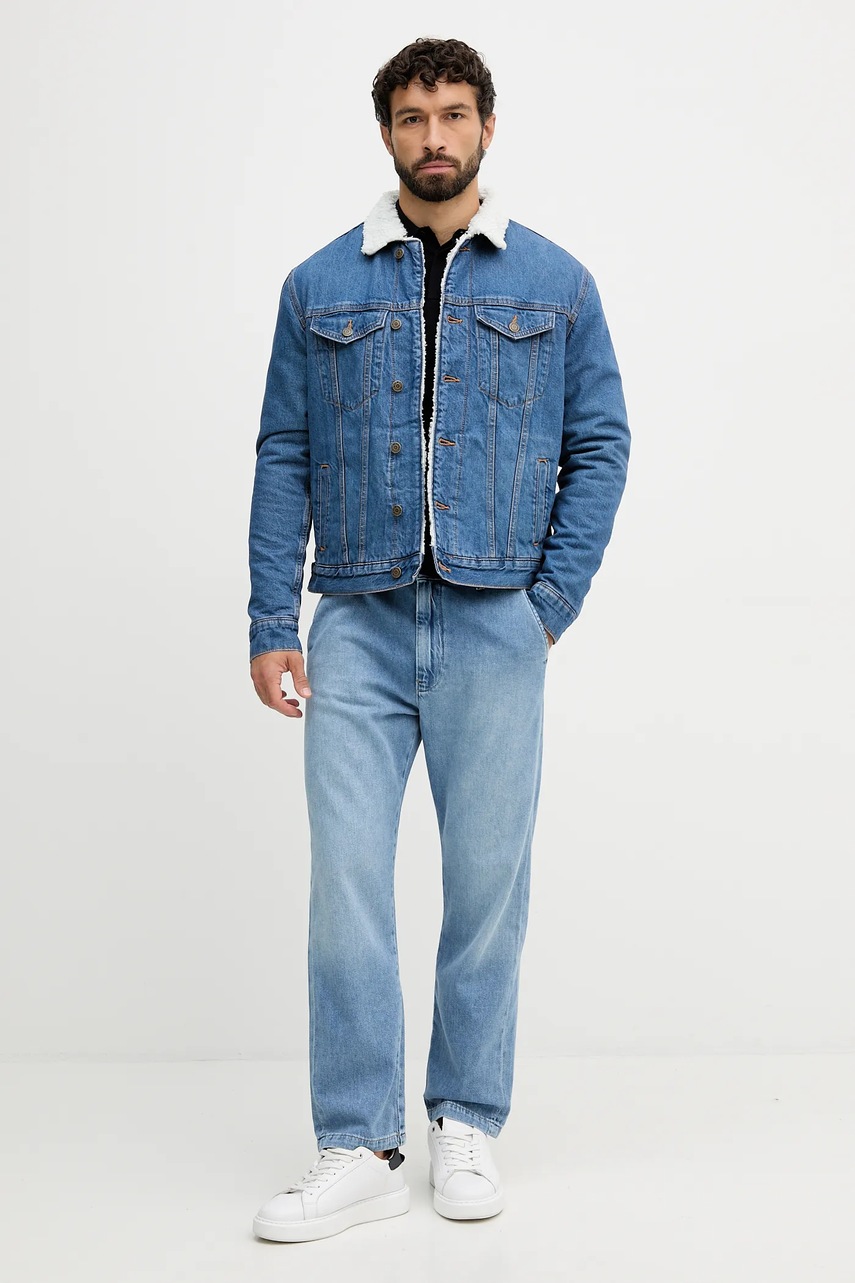 Шерстяной свитер United Colors of Benetton цвет синий лёгкий 11AHU301P