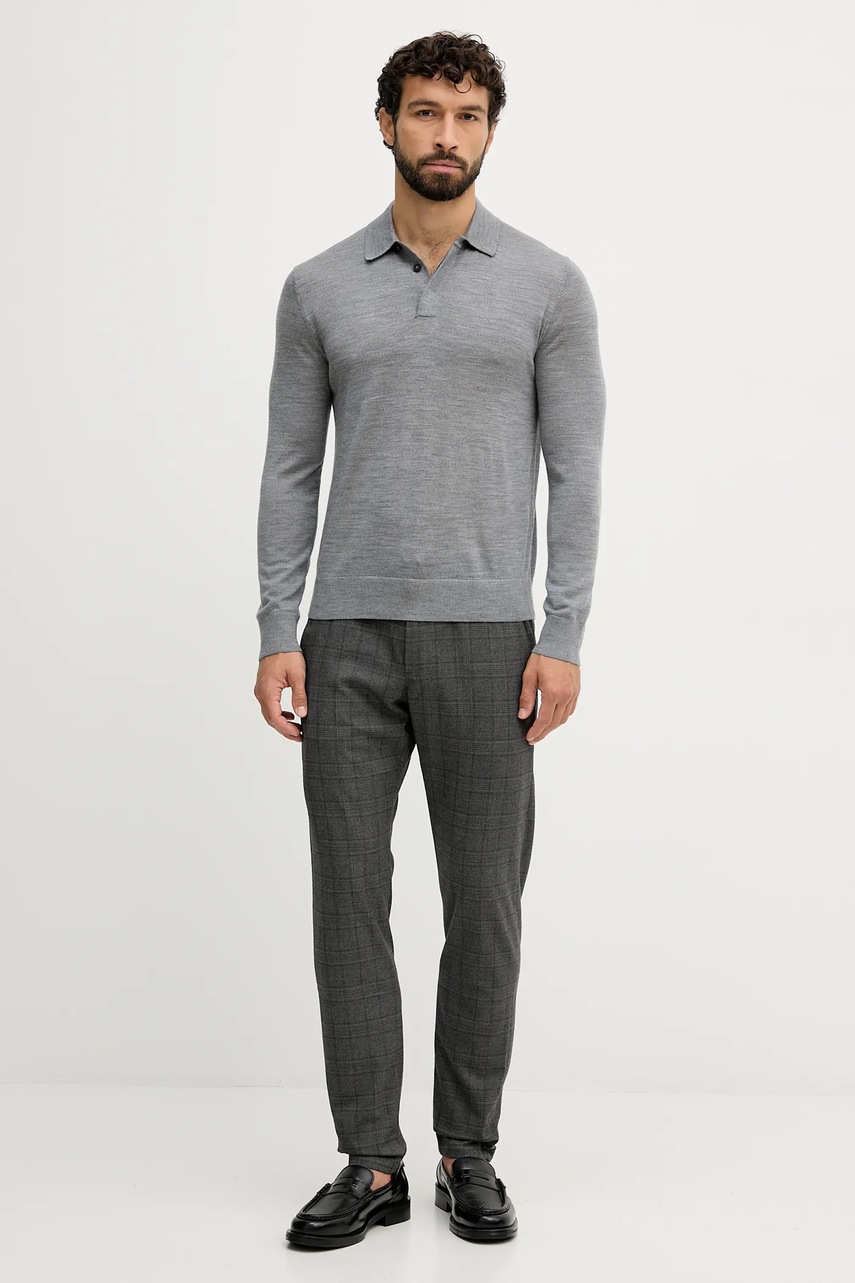 Шерстяной свитер United Colors of Benetton цвет серый лёгкий 11AHU301P