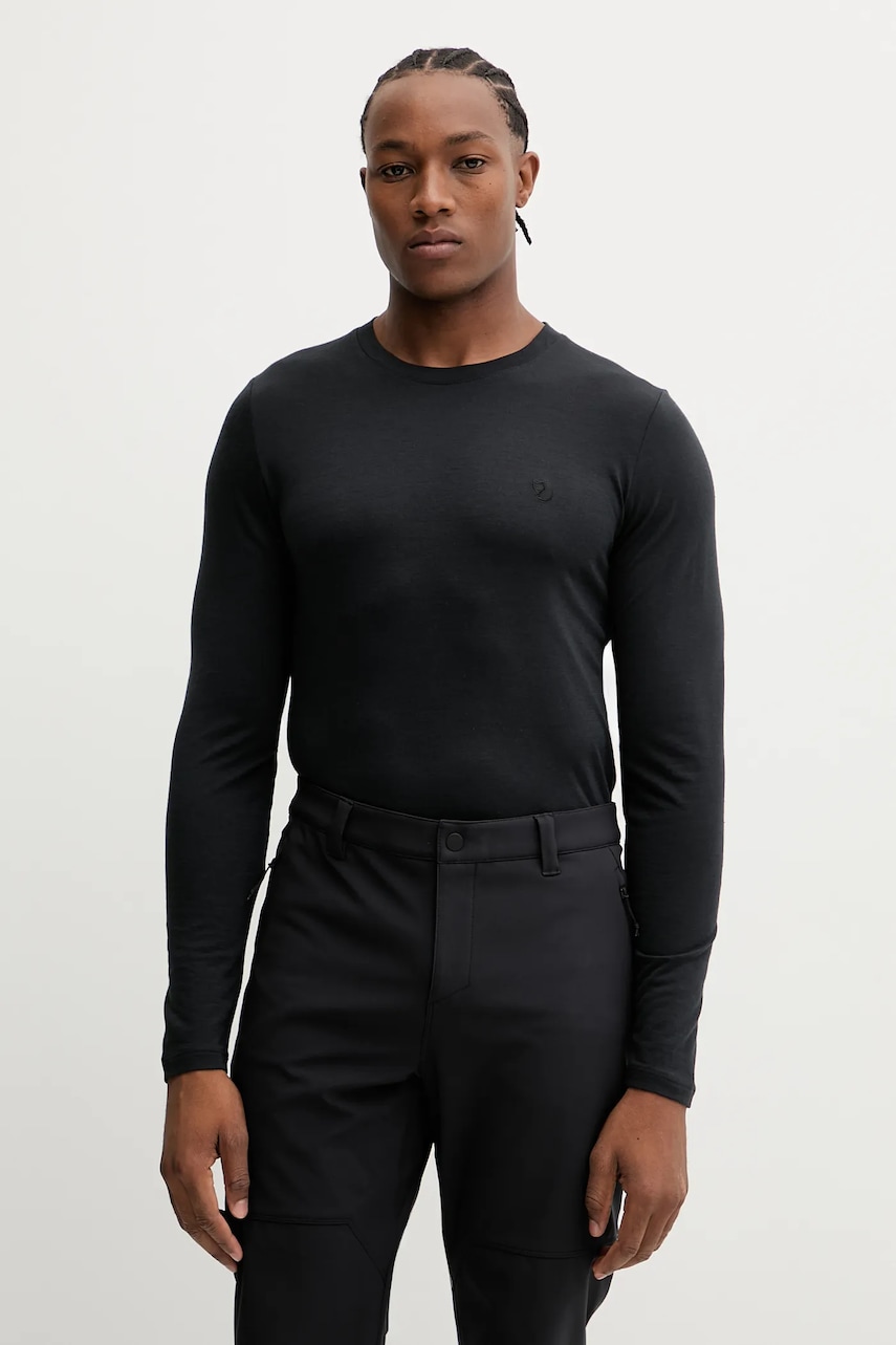 Fjallraven longsleeve sport Abisko culoarea negru, uni, F87194-550
