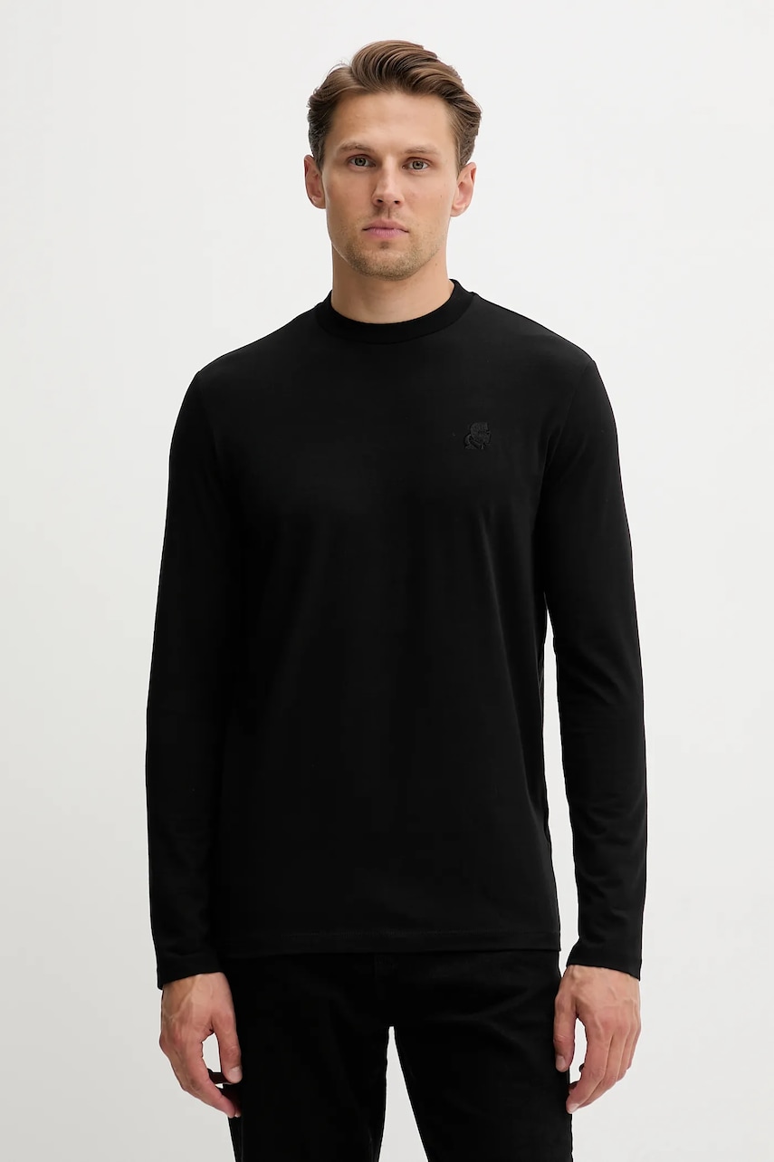 Karl Lagerfeld longsleeve culoarea negru, uni, 554221.755020