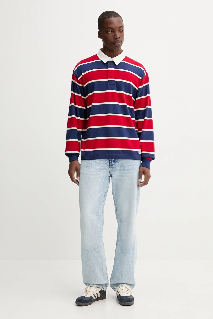 Хлопковый лонгслив Guess Jeans цвет красный узор M5YP27 KCPS1