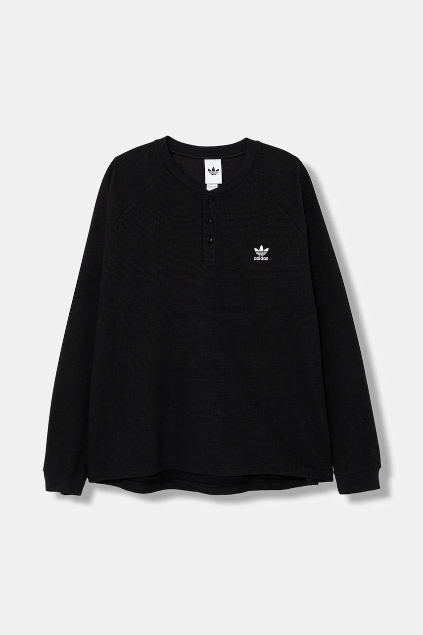Levně Tričko s dlouhým rukávem adidas Originals Essentials černá barva, s aplikací, JW1050