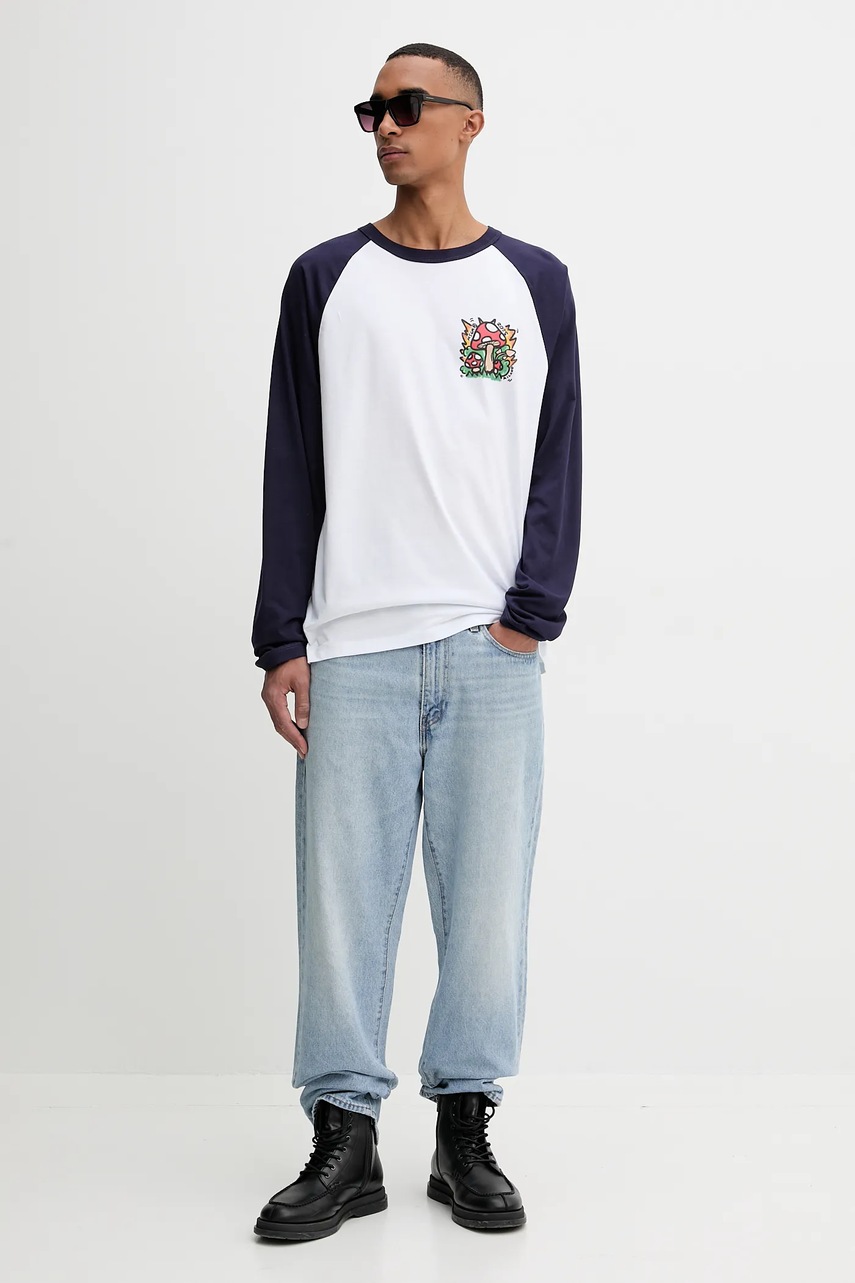 Хлопковый лонгслив MSGM цвет белый с принтом 3940MM78.257798