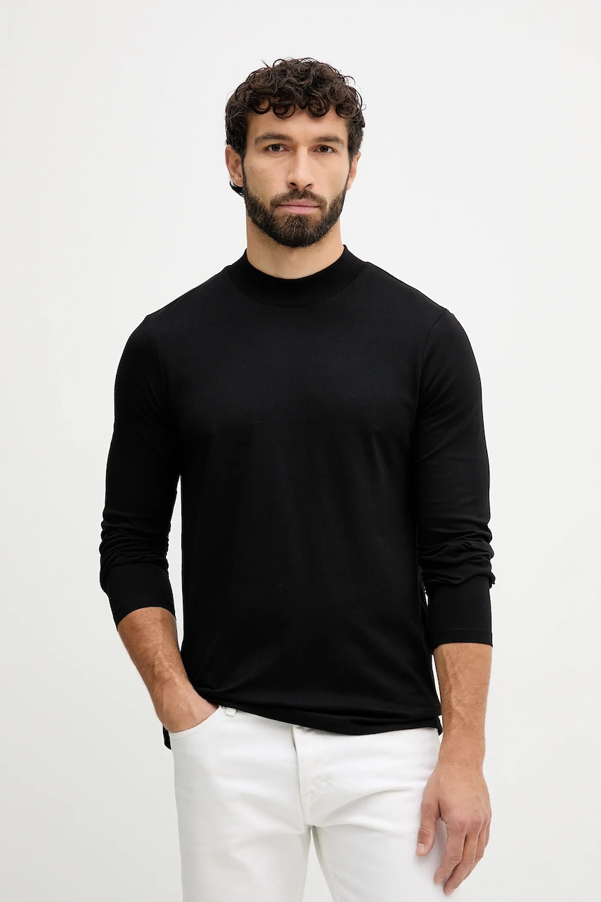 Armani Exchange longsleeve din bumbac culoarea negru, uni, XM001427 AF10362