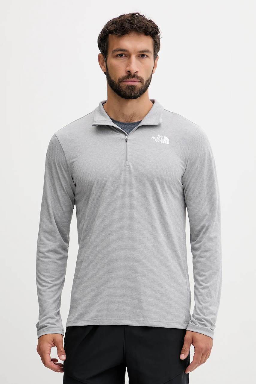 Levně Tréninkové tričko s dlouhým rukávem The North Face 24/7 šedá barva, s potiskem, NF0A8949CQO1