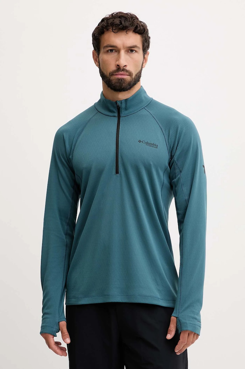Columbia longsleeve sport DriVenture culoarea verde, uni, 2136961