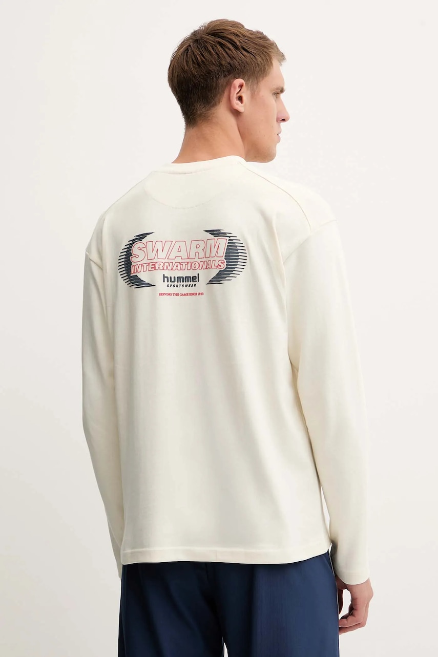 Hummel hanorac de bumbac culoarea bej, cu imprimeu, 230028