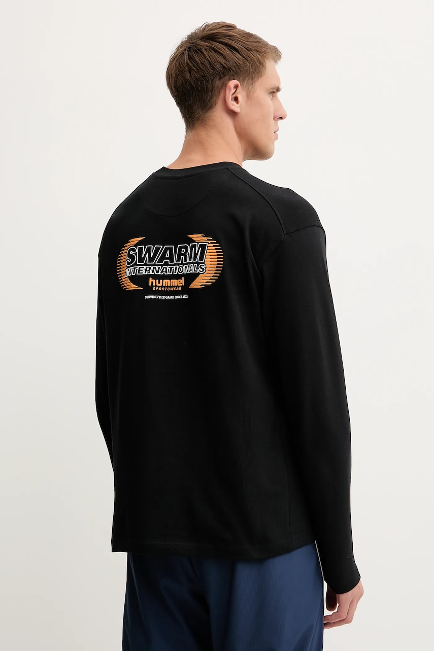 Hummel hanorac de bumbac culoarea negru, cu imprimeu, 230028