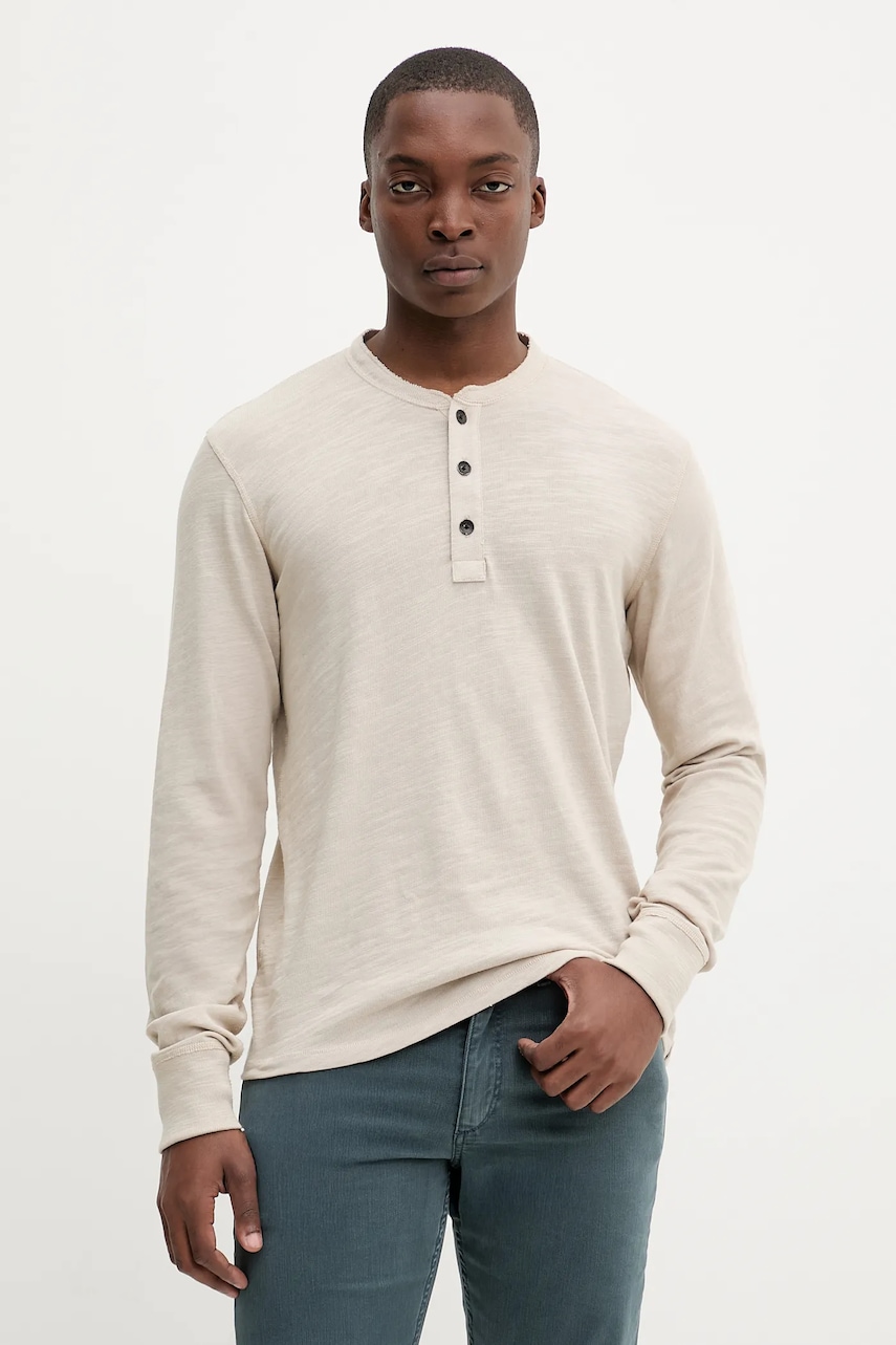 Rag & Bone longsleeve din bumbac culoarea bej, uni, RF2925FT2FM