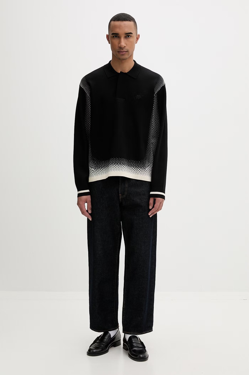 Filling Pieces sveter pánsky s viskózou Knit Shirt Rugby