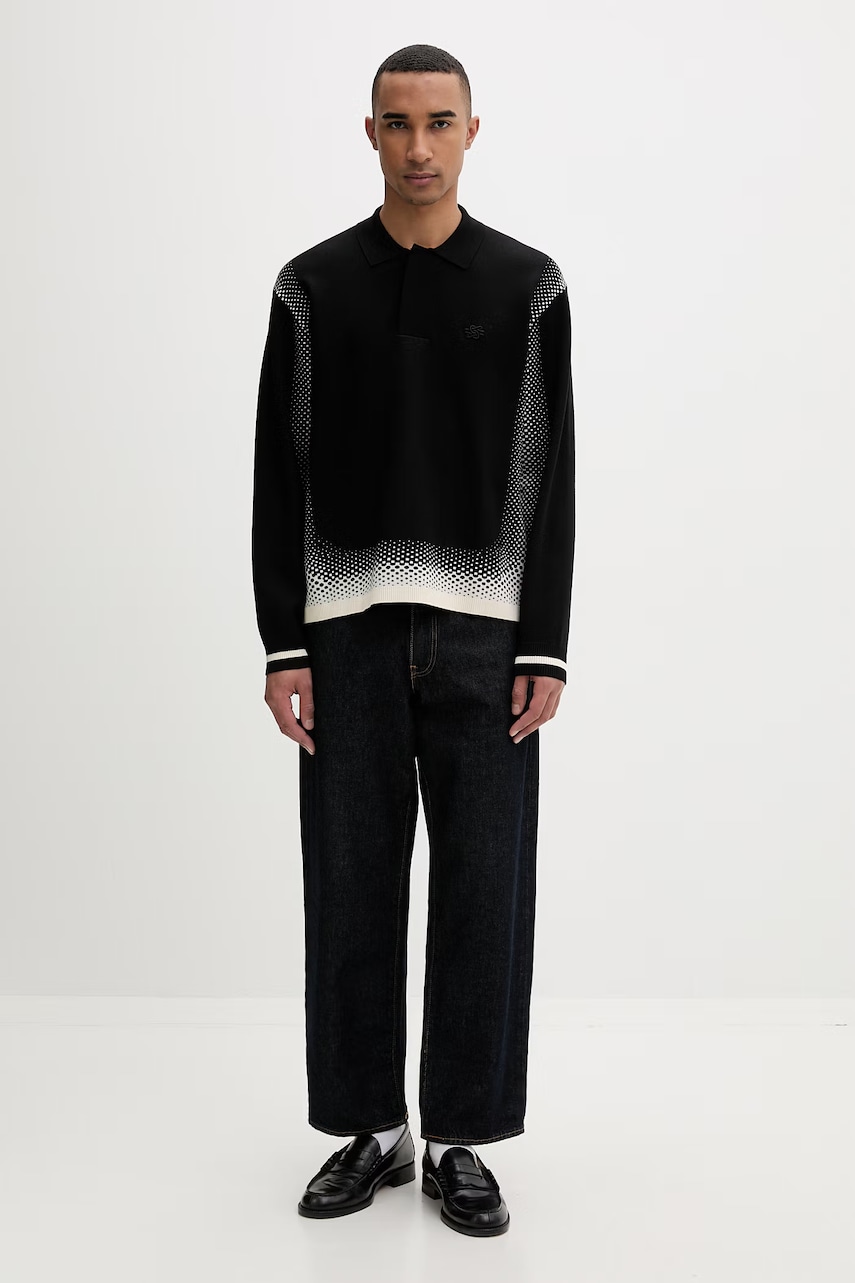 Filling Pieces sveter pánsky s viskózou Knit Shirt Rugby