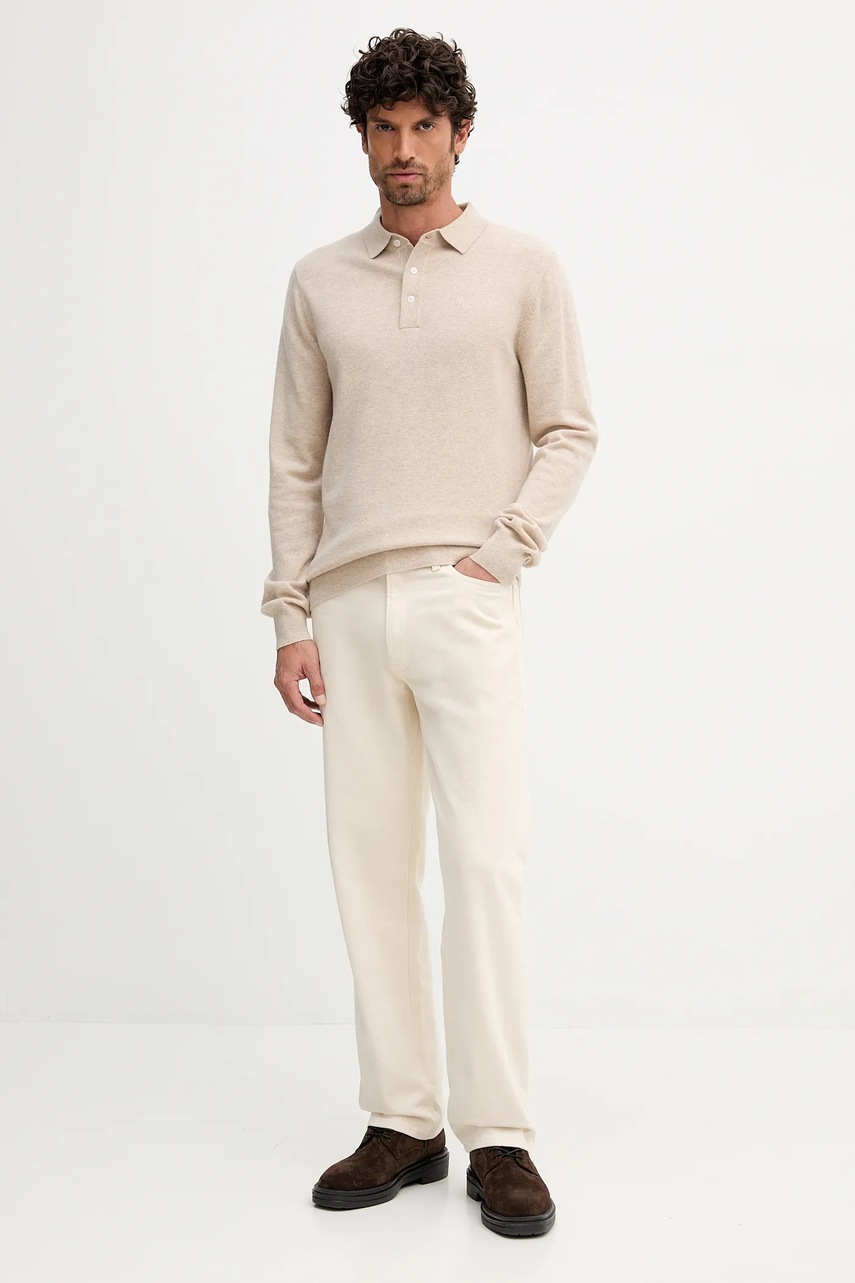 Шерстяной свитер Barbour HUTHERSTON цвет бежевый лёгкий MKN1670