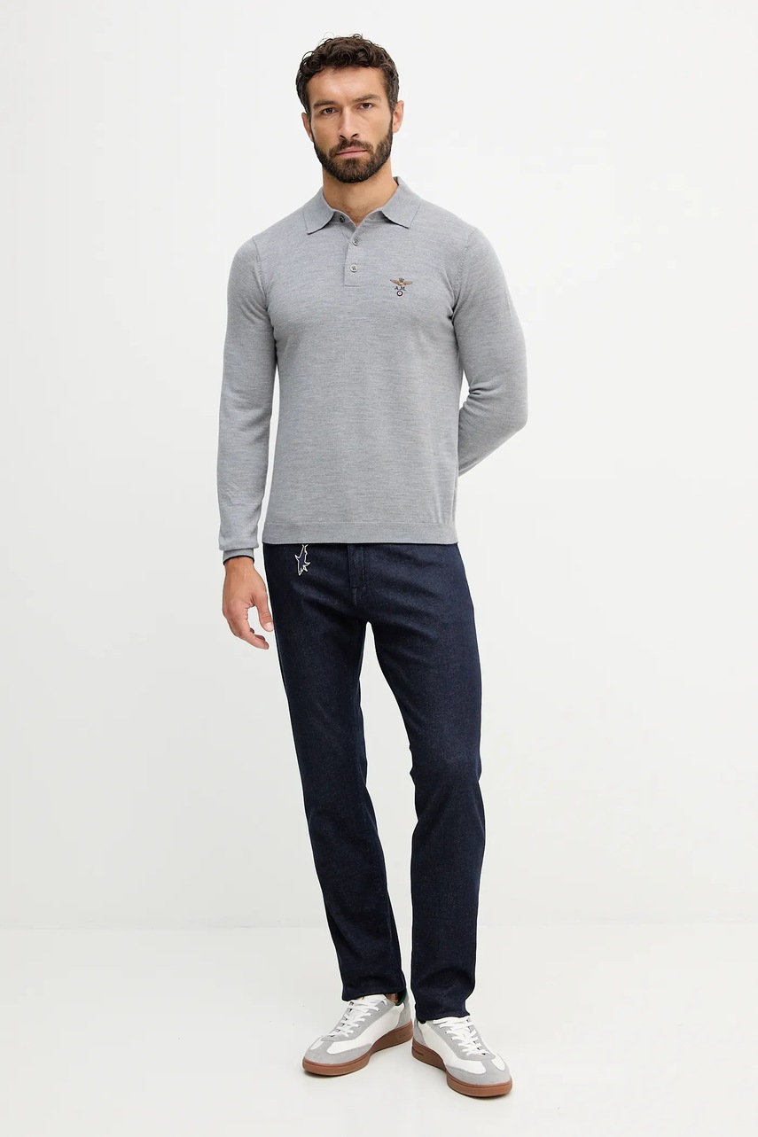 Шерстяной свитер Aeronautica Militare цвет серый лёгкий MA1607UL00415