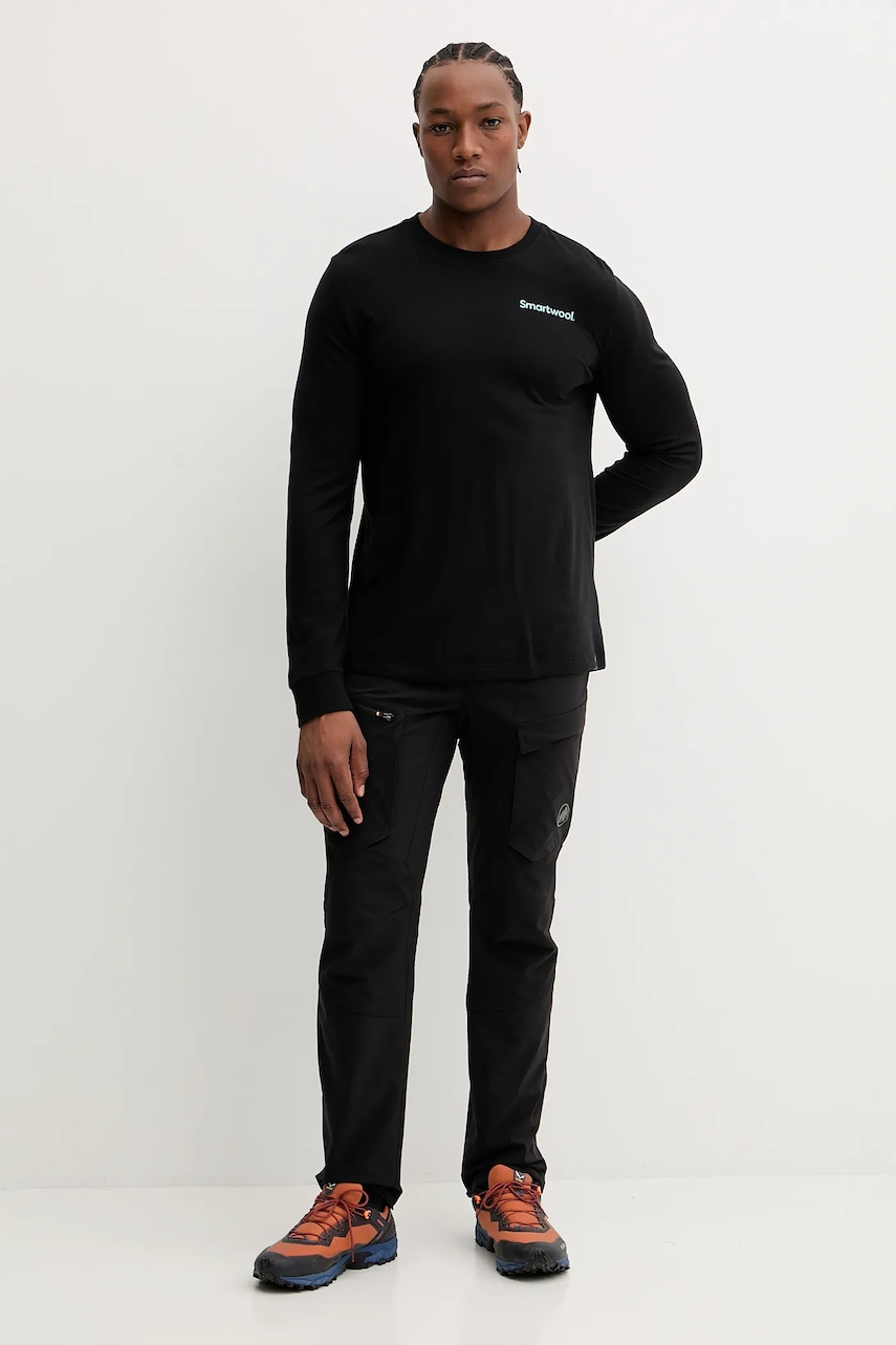 Спортивный лонгслив Smartwool цвет чёрный с принтом SW003018 Спортивный лонгслив Smartwool цвет чёрный с принтом SW003018