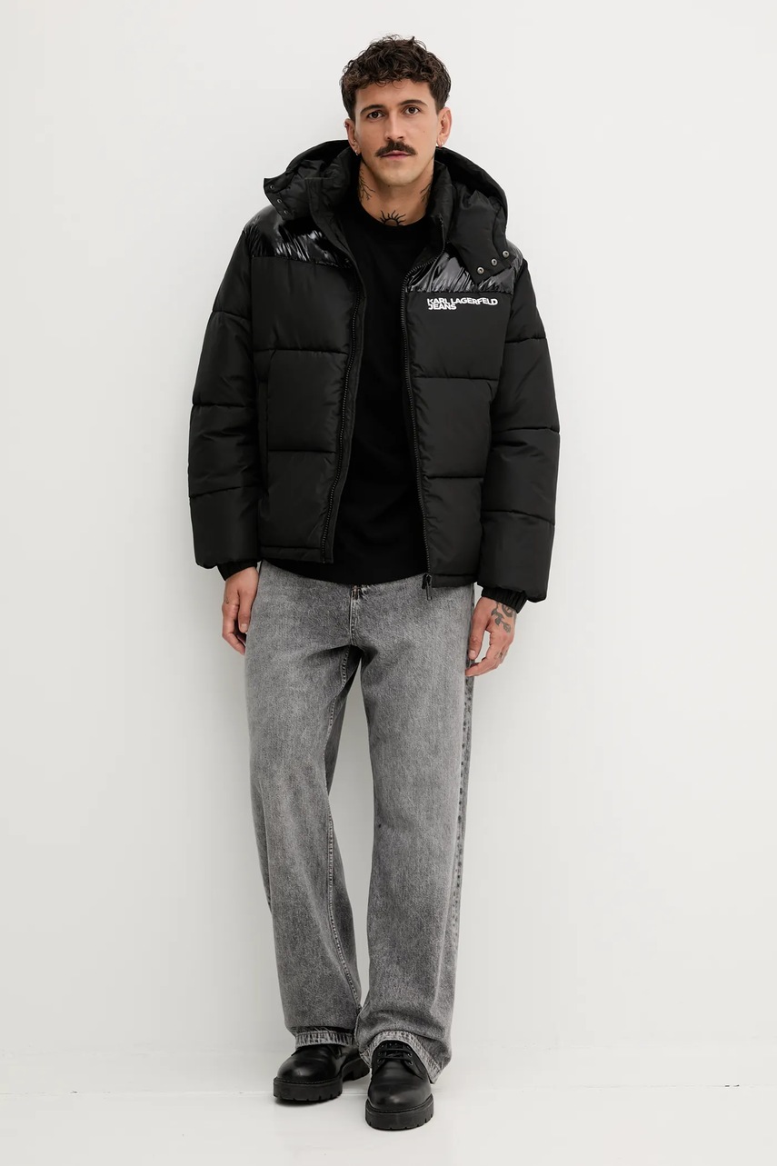 Хлопковый лонгслив Karl Lagerfeld Jeans цвет чёрный однотонный A4M17085