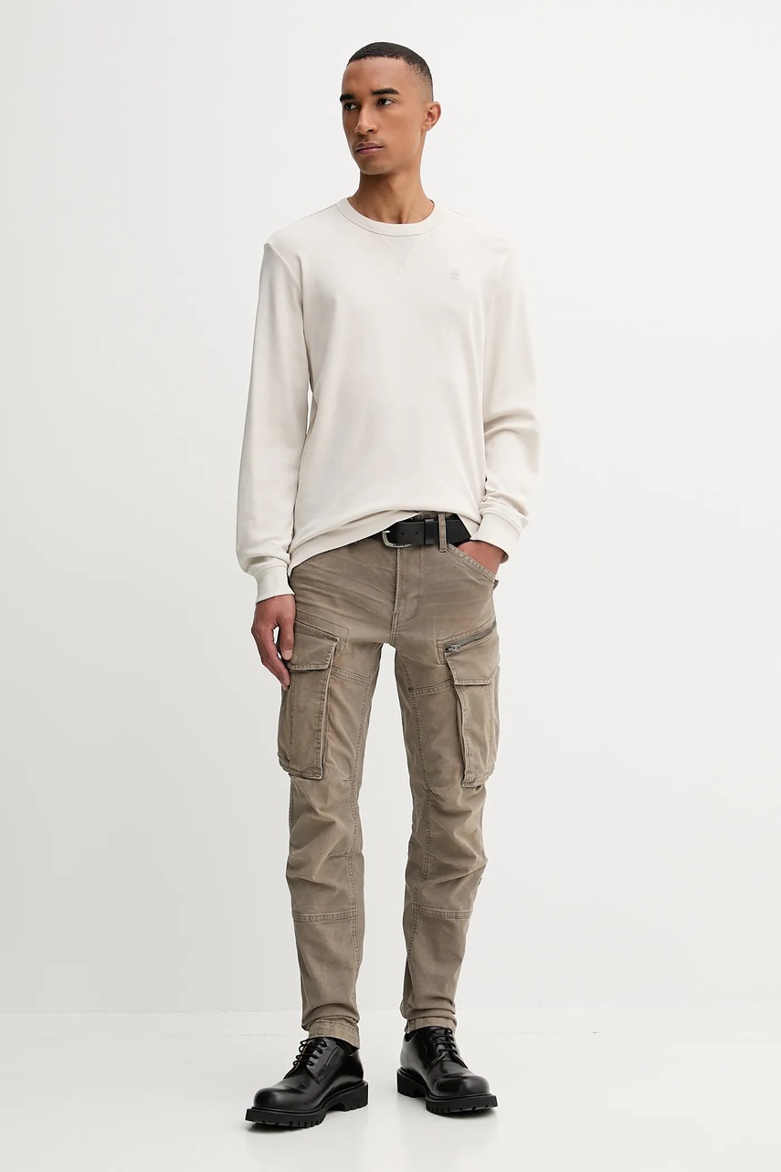 Хлопковый лонгслив G-Star цвет бежевый однотонный D25076.D976