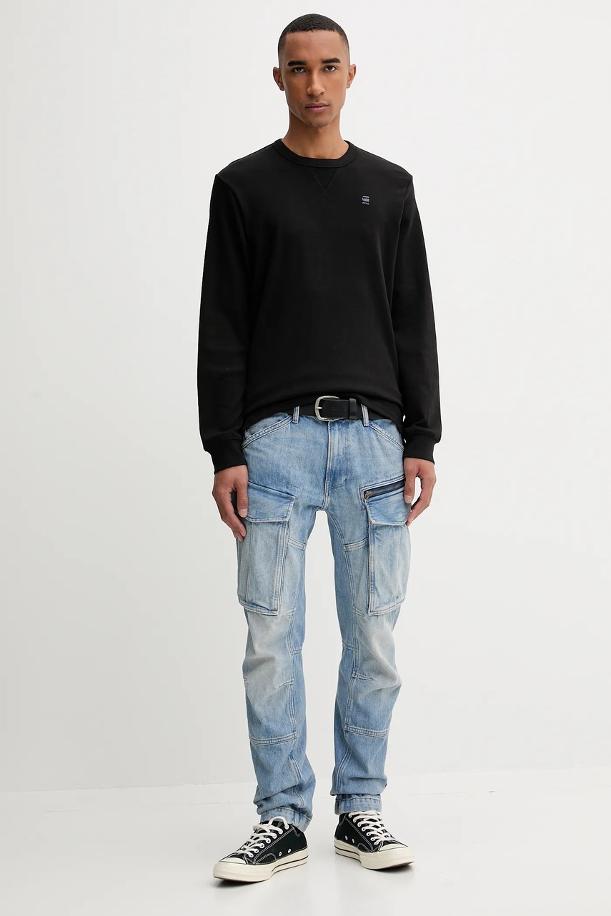 Хлопковый лонгслив G-Star цвет чёрный однотонный D25076.D976