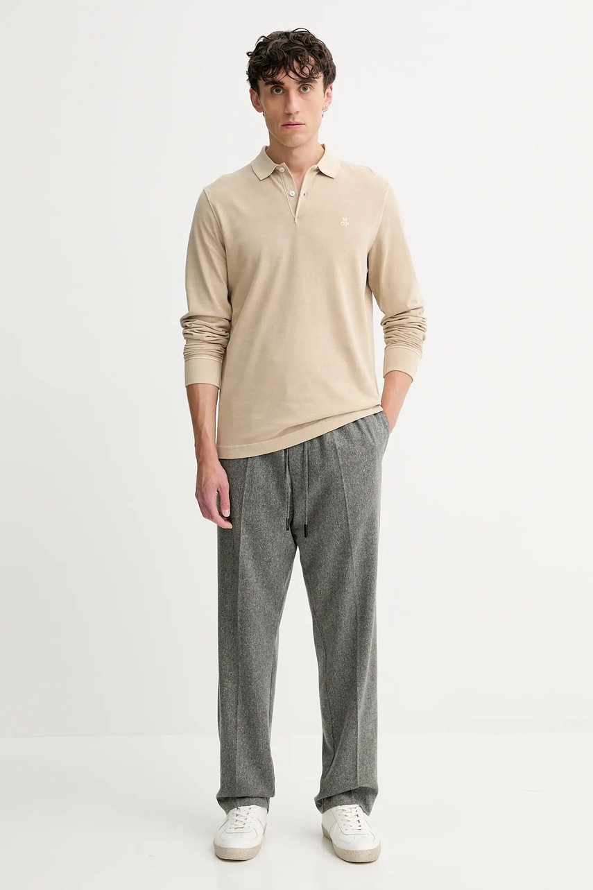 Хлопковый лонгслив Marc OPolo цвет бежевый однотонная 528223655004