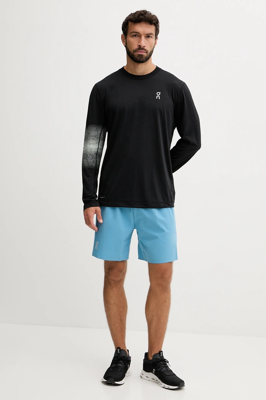 Лонгслив для тренировок ON running цвет чёрный с принтом 1MF30510553
