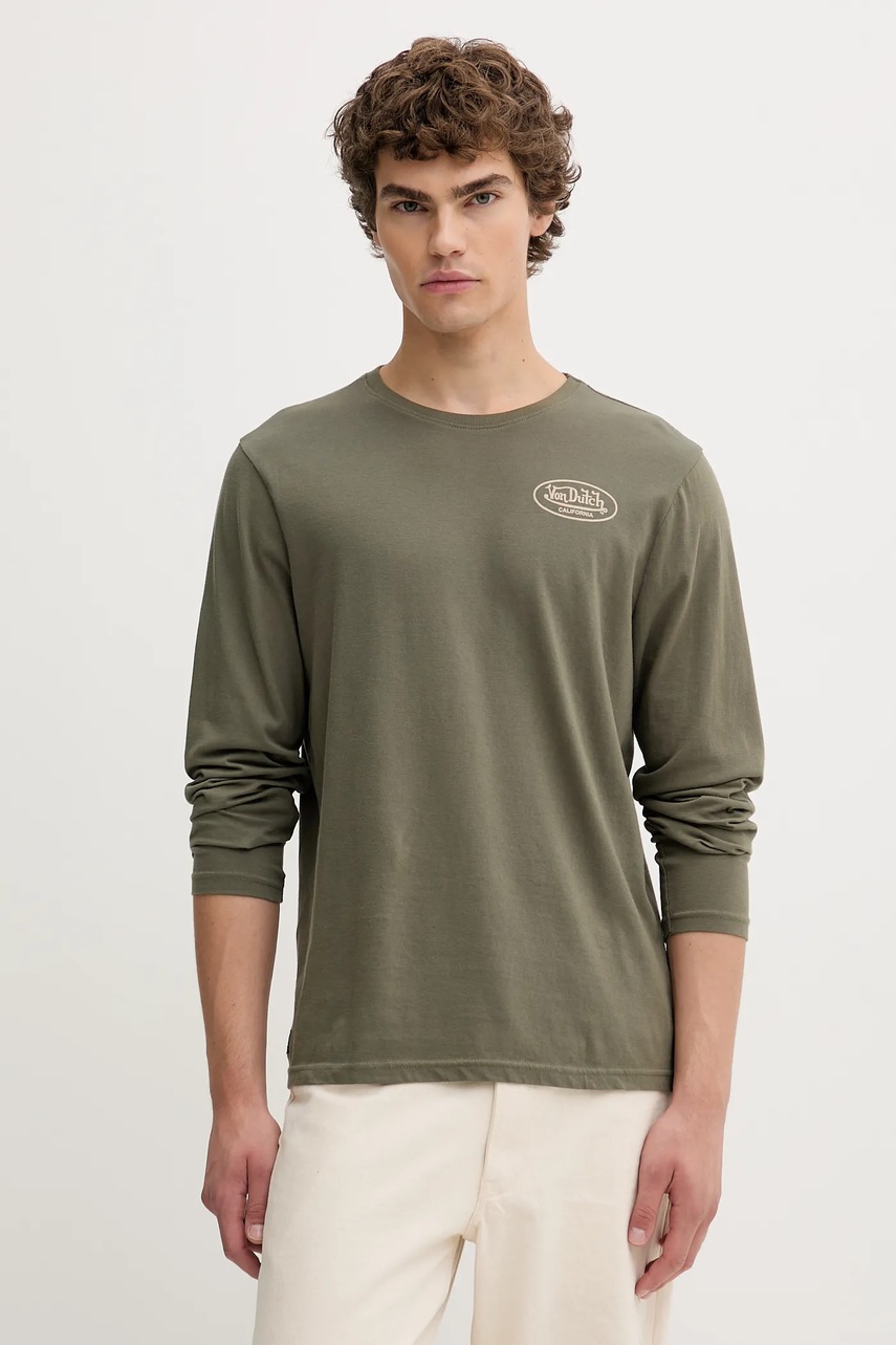 Βαμβακερή μπλούζα με μακριά μανίκια Von Dutch χρώμα: πράσινο, VD.1.TRL.GASO φωτογραφία