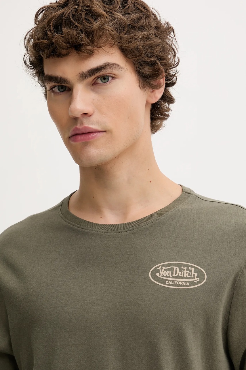 Βαμβακερή μπλούζα με μακριά μανίκια Von Dutch χρώμα: πράσινο, VD.1.TRL.GASO φωτογραφία