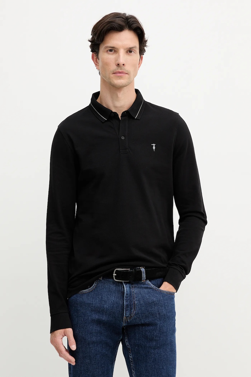 Trussardi longsleeve din bumbac culoarea negru, uni, G5028000055N