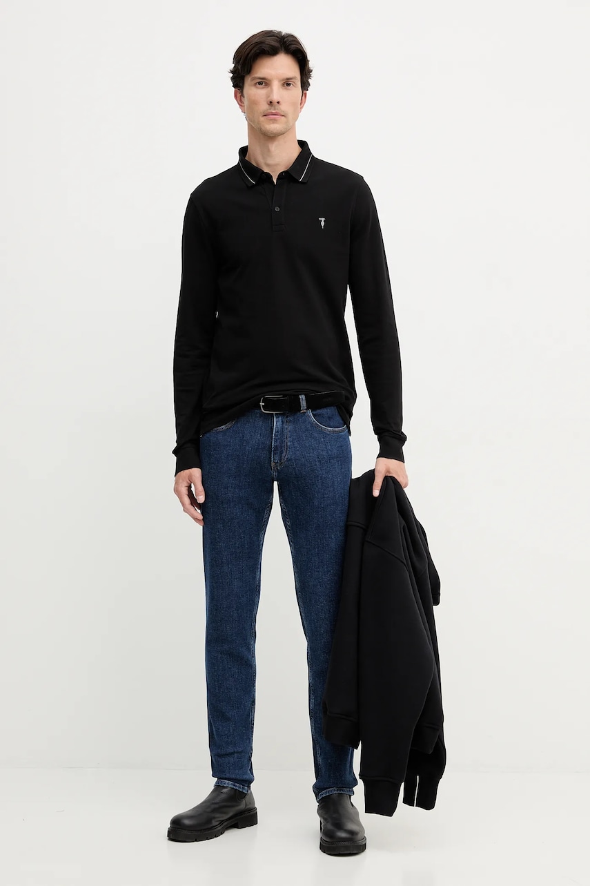 Хлопковый лонгслив Trussardi цвет чёрный однотонный G5028000055N Хлопковый лонгслив Trussardi цвет чёрный однотонный G5028000055N