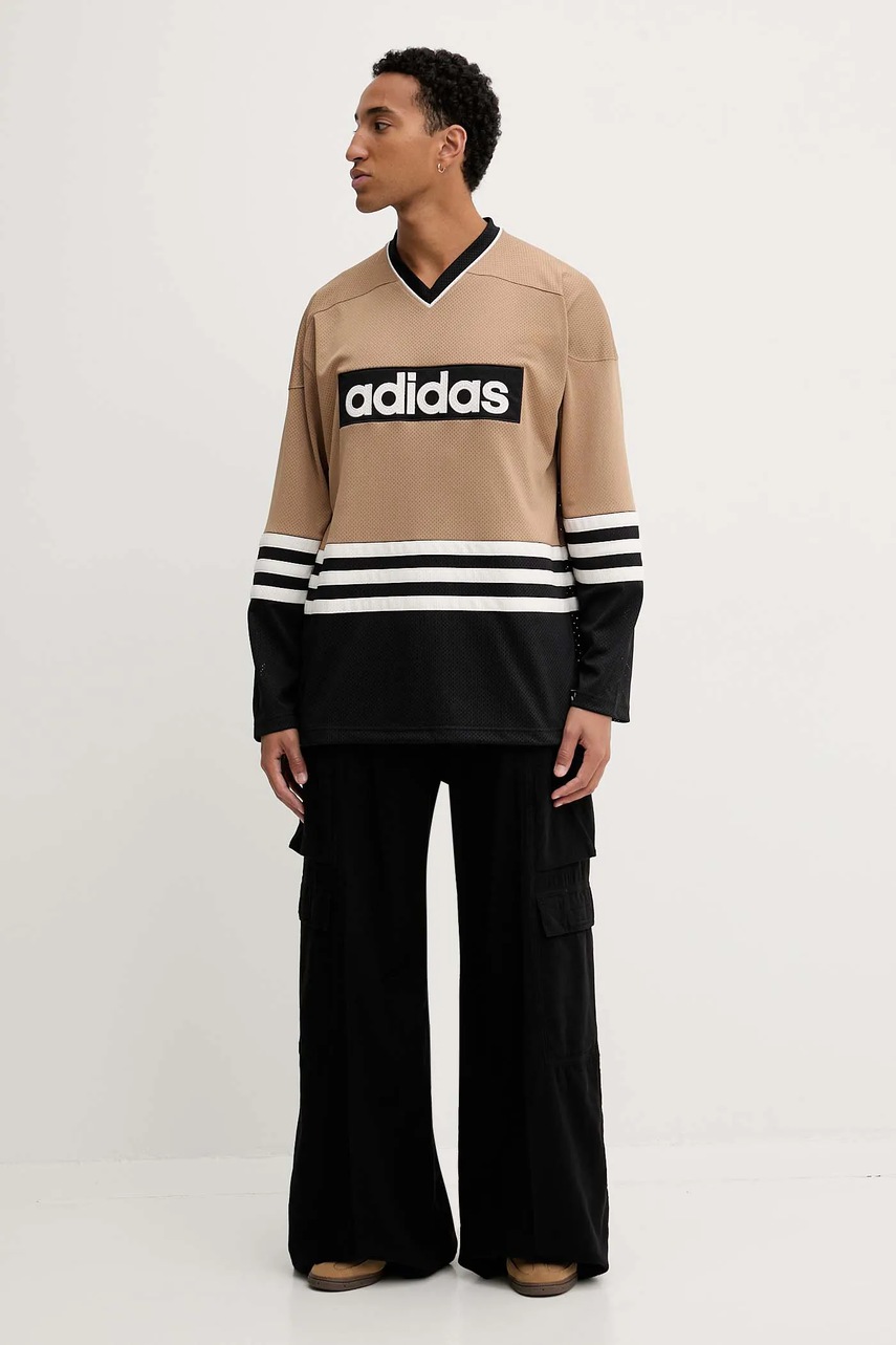 Лонгслив adidas Originals Hockey Jersey цвет зелёный с аппликацией JY0251