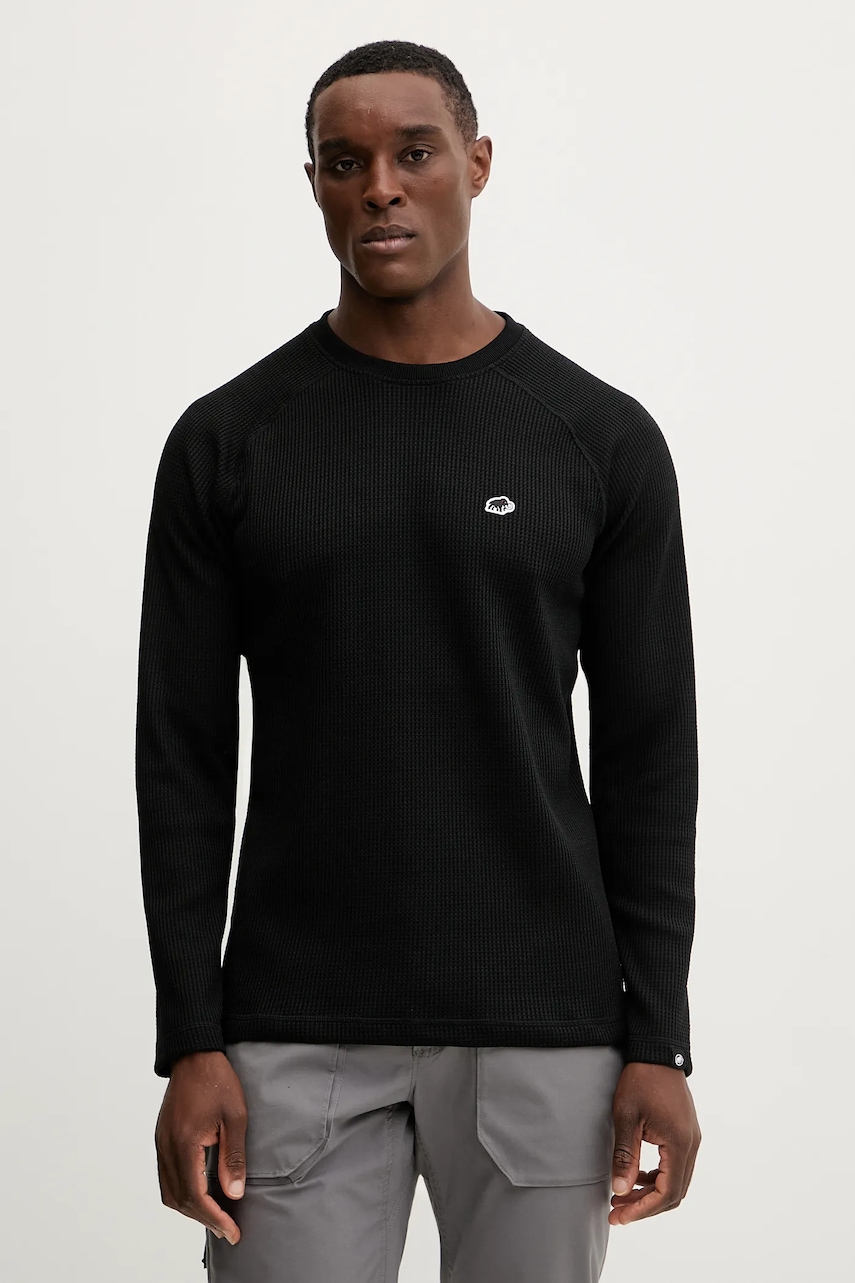 Mammut longsleeve Waffle culoarea negru, uni, 1016.01830