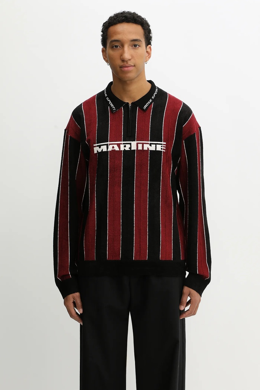Martine Rose longsleeve Sporty Logo Polo culoarea bordo, cu imprimeu, 981YA20027