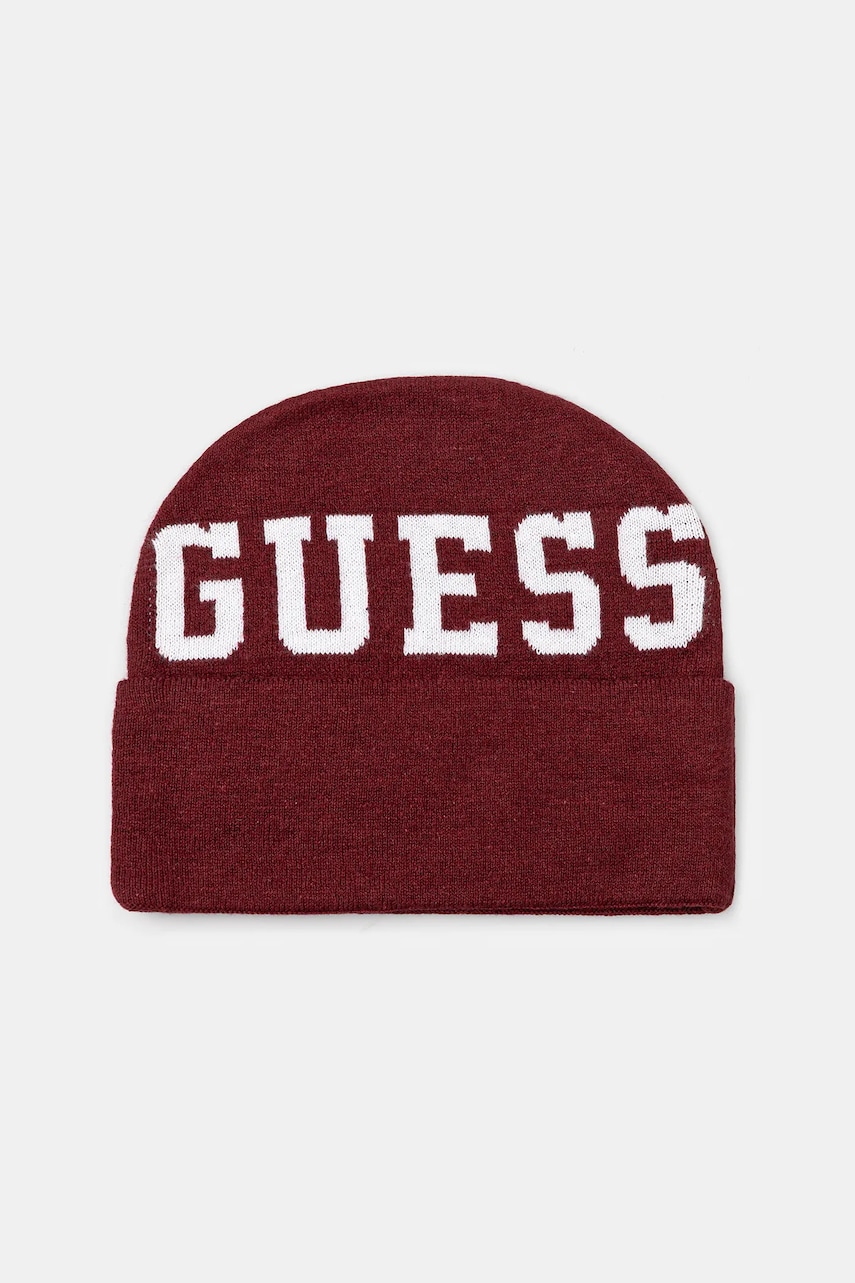 Levně Dětská čepice Guess vínová barva, z tenké pleteniny, L5YZ04 Z3GW0