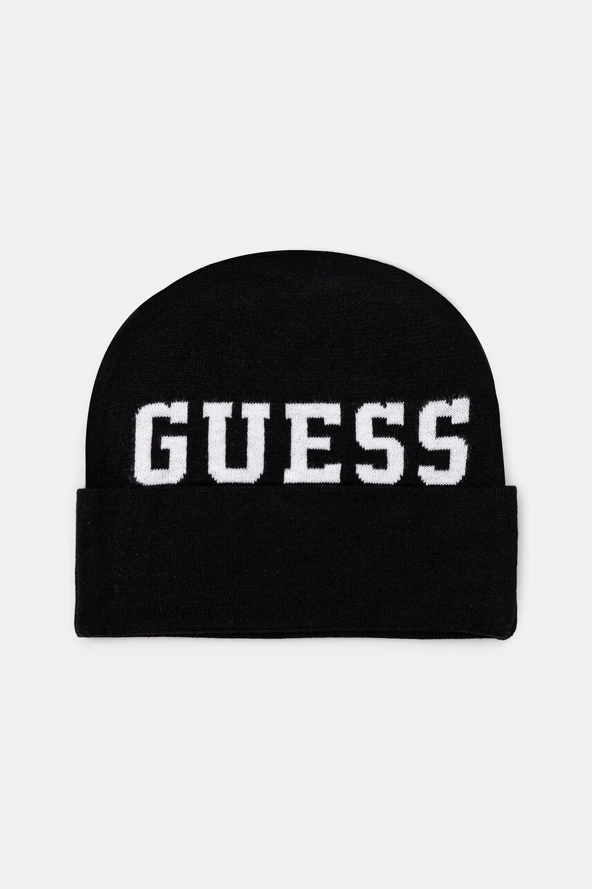 Levně Dětská čepice Guess černá barva, z tenké pleteniny, L5YZ04 Z3GW0