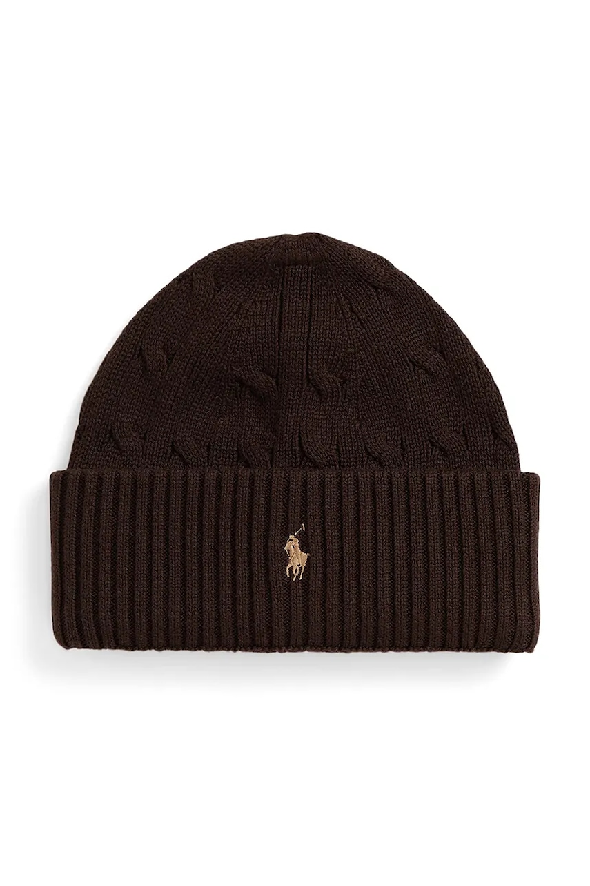 Levně Dětská čepice Polo Ralph Lauren hnědá barva, 323980663007