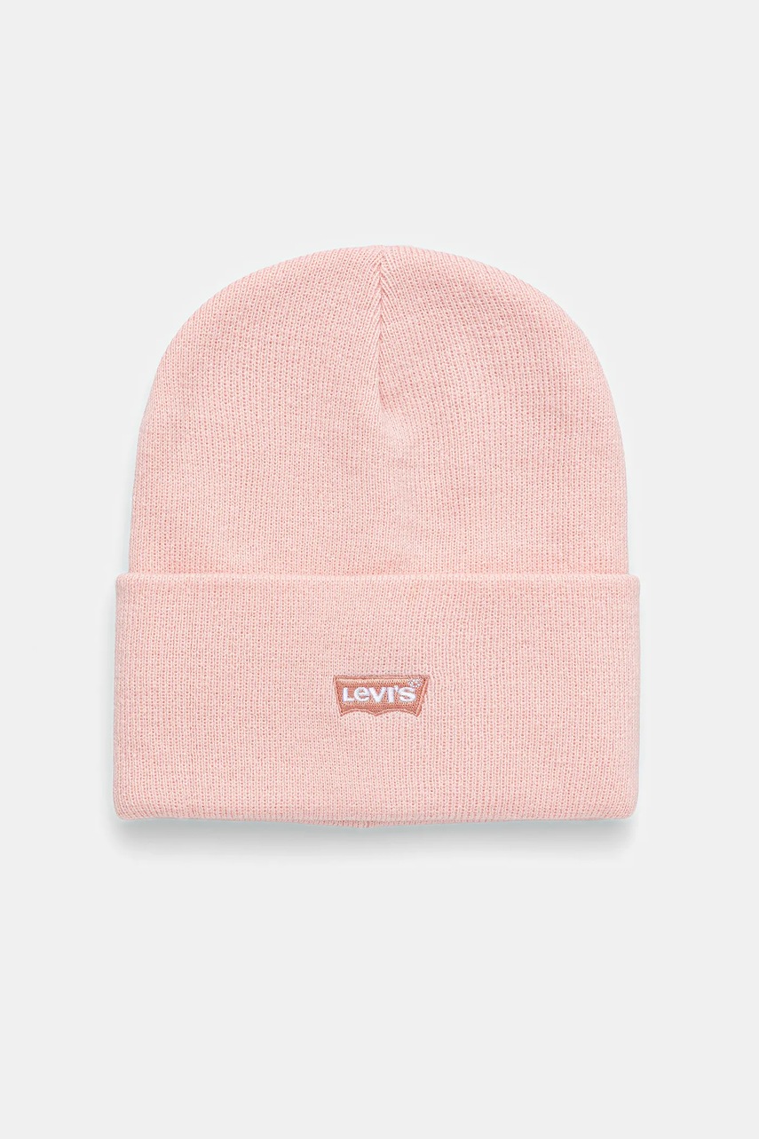 Levně Dětská čepice Levi's LAN TONAL EMBROIDERED BEANIE růžová barva, 9A8707