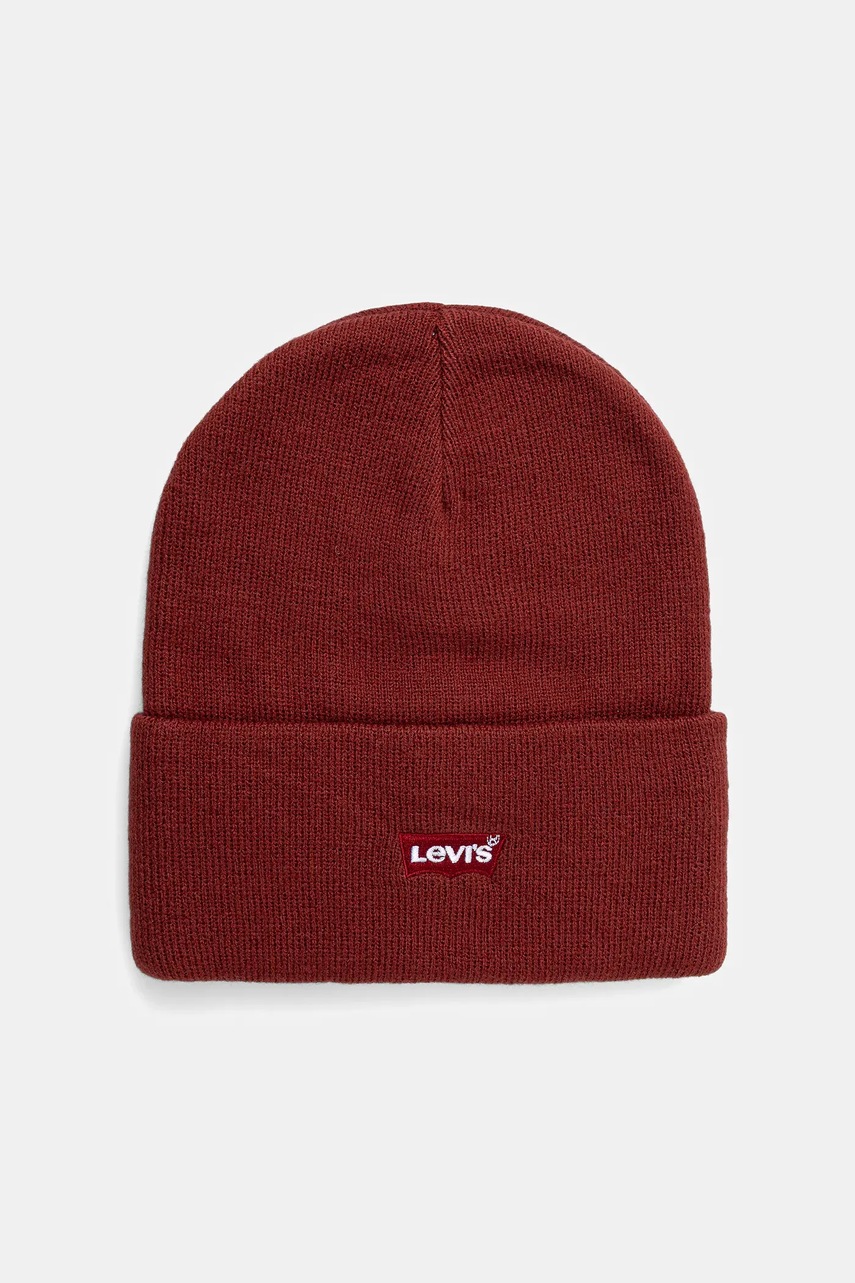 Levně Dětská čepice Levi's LAN TONAL EMBROIDERED BEANIE vínová barva, 9A8707