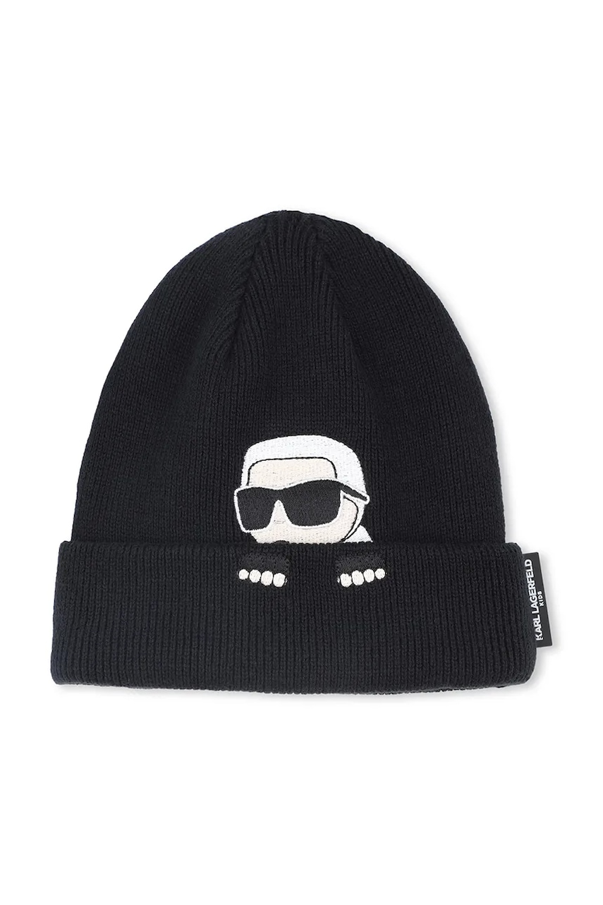 Levně Dětská bavlněná čepice Karl Lagerfeld černá barva, Z31004
