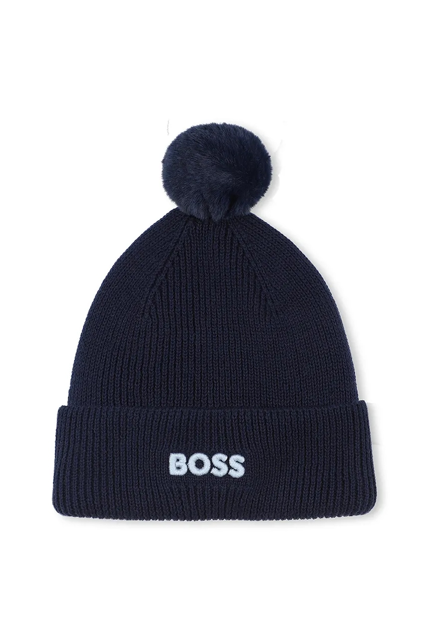 BOSS căciulă de bumbac pentru copii culoarea bleumarin, J52595