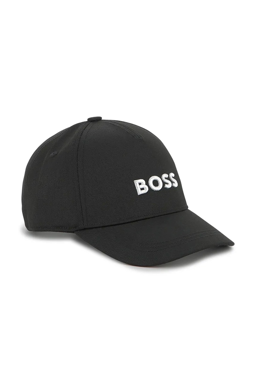 Детская хлопковая шапка BOSS цвет чёрный J52628