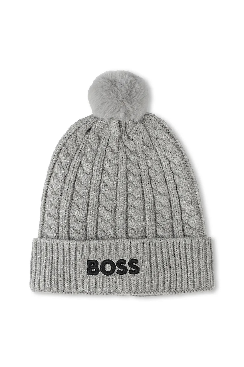 BOSS căciulă copii culoarea gri, J52697