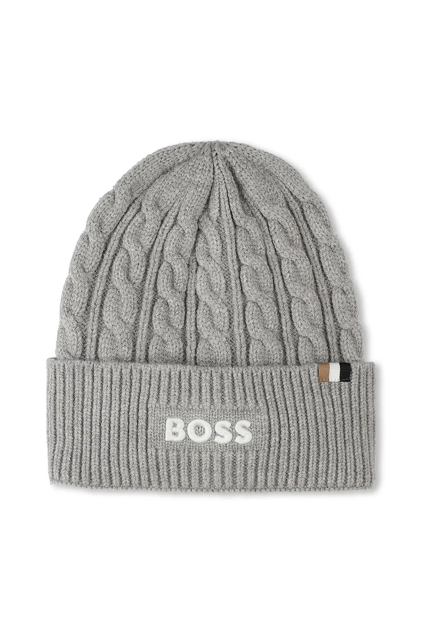 BOSS căciulă copii culoarea gri, J52700