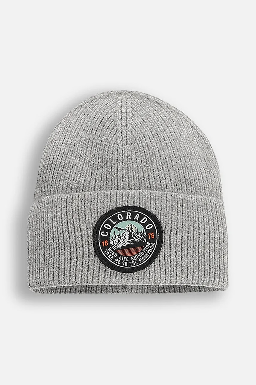 Levně Dětská čepice Coccodrillo šedá barva, ACCESSORIES WINTER BOY