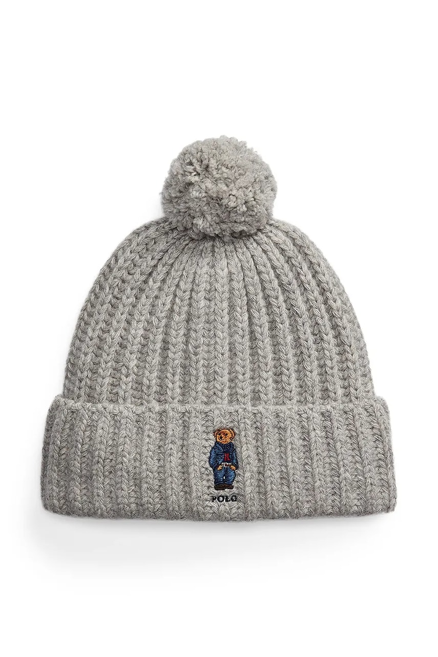 Levně Vlněná čepice Polo Ralph Lauren šedá barva, 455936112