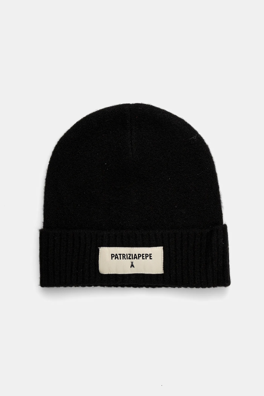 Patrizia Pepe czapka z domieszką wełny kolor czarny 8F0082 K287