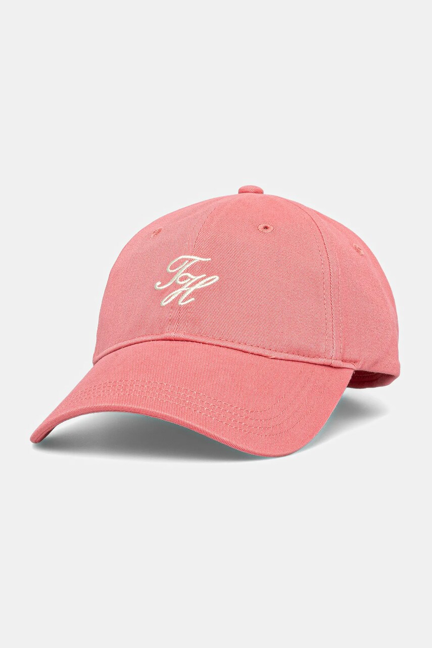 Levně Bavlněná baseballová čepice Tommy Hilfiger růžová barva, s aplikací, AW0AW17489